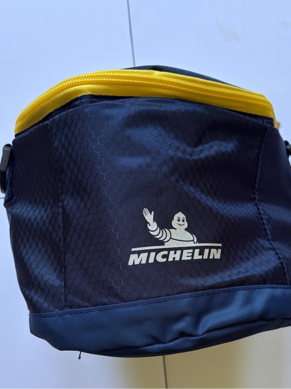 Michelin Insulated Lunch Bag Cooler Navy Blue Yellow Trim Bibendum Logo NWT